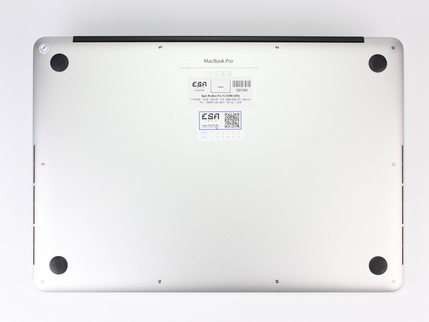 Refurbished Apple MacBook Pro 11,2 A1398 (2014), i7-4770HQ, 16 GB,DDR3, 15.4" ins., 2880х1800 px, SSD, 256 GB Product code: 12011940 ESA-TECH Image 9 of 9" title="Apple MacBook Pro 11,2 A1398 (2014) - 219 €, Product code: 12011940 - Image 9 of 9