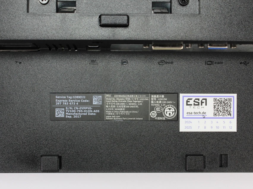 Refurbished Dell UltraSharp U2412M 24,0" ins., 1920x1200 px, Product code: 10033171 ESA-TECH Image 8 of 8" title="Dell UltraSharp U2412M - 59 €, Product code: 10033171 - Image 8 of 8