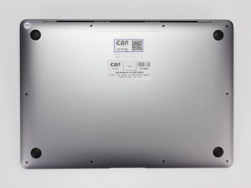 Refurbished Apple MacBook Air 10,1 A2337 (2020) М1, APL1102, 16 GB,LPDDR4X, 13.3" ins., 2560x1600 px, SSD, 256 GB Produktcode: 12013008 ESA-Tech Bild 12 von 12" title="Apple MacBook Air 10,1 A2337 (2020) М1 - 599 €, Produktcode: 12013008 - Bild 12 von 12