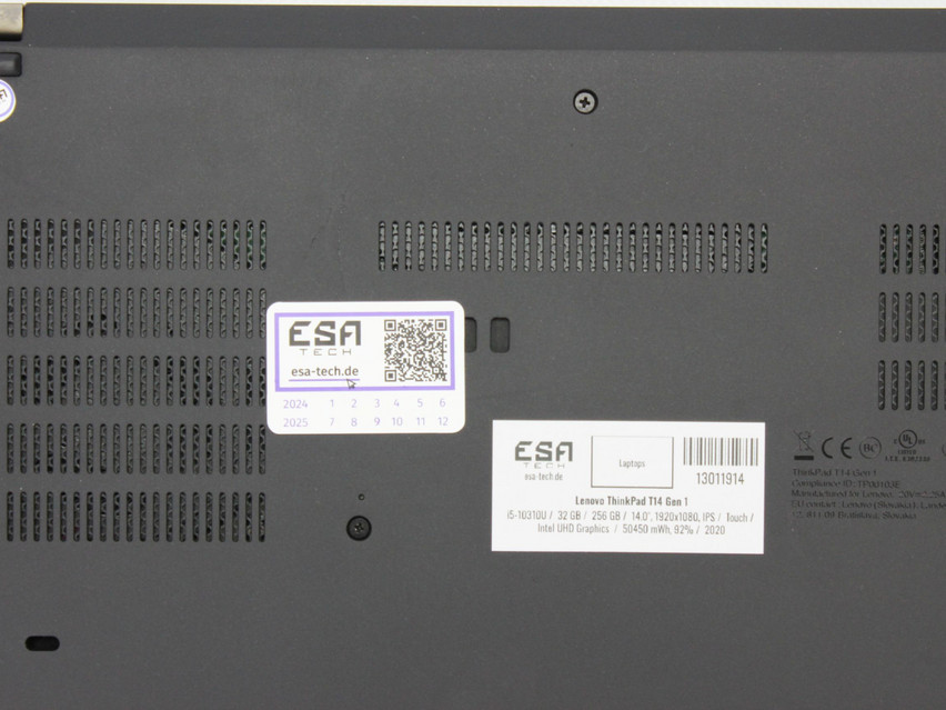 Refurbished Lenovo ThinkPad T14 Gen 1, i5-10310U, 32 GB,DDR4, 14.0" ins., 1920x1080 px, SSD, 256 GB Product code: 13011914 ESA-Tech Image 15 of 16" title="Lenovo ThinkPad T14 Gen 1 - 399 €, Product code: 13011914 - Image 15 of 16