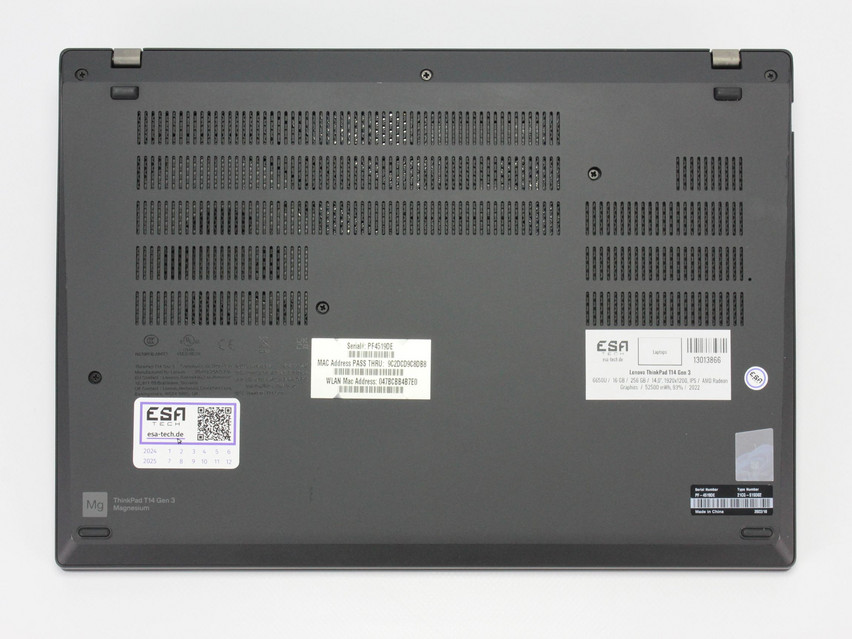 Refurbished Lenovo ThinkPad T14 Gen 3, 6650U, 16 GB,LPDDR5, 14,0" ins., 1920x1200 px, SSD, 256 GB Produktcode: 13013866 ESA-Tech Bild 13 von 14" title="Lenovo ThinkPad T14 Gen 3 - 549 €, Produktcode: 13013866 - Bild 13 von 14