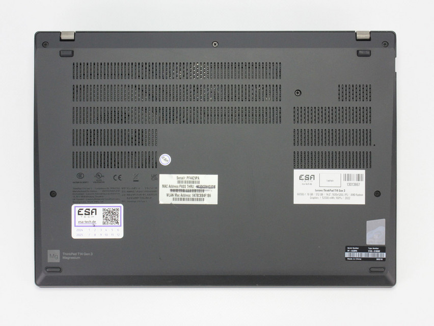 Refurbished Lenovo ThinkPad T14 Gen 3, 6650U, 16 GB,LPDDR5, 14,0" ins., 1920x1200 px, SSD, 512 GB Product code: 13013867 ESA-Tech Image 12 of 13" title="Lenovo ThinkPad T14 Gen 3 - 569 €, Product code: 13013867 - Image 12 of 13