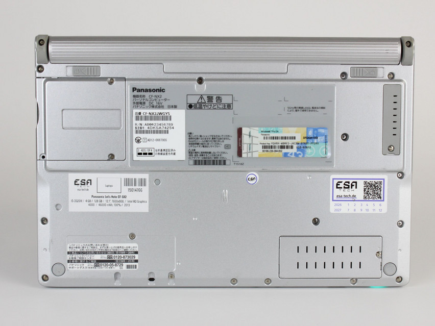 Refurbished Panasonic Let’s Note CF-SX2, i5-3320M, 4 GB,DDR3, 12,1" ins., 1600x900 px, SSD, 128 GB Product code: 15014766 ESA-Tech Image 11 of 12" title="Panasonic Let’s Note CF-SX2 - 149 €, Product code: 15014766 - Image 11 of 12